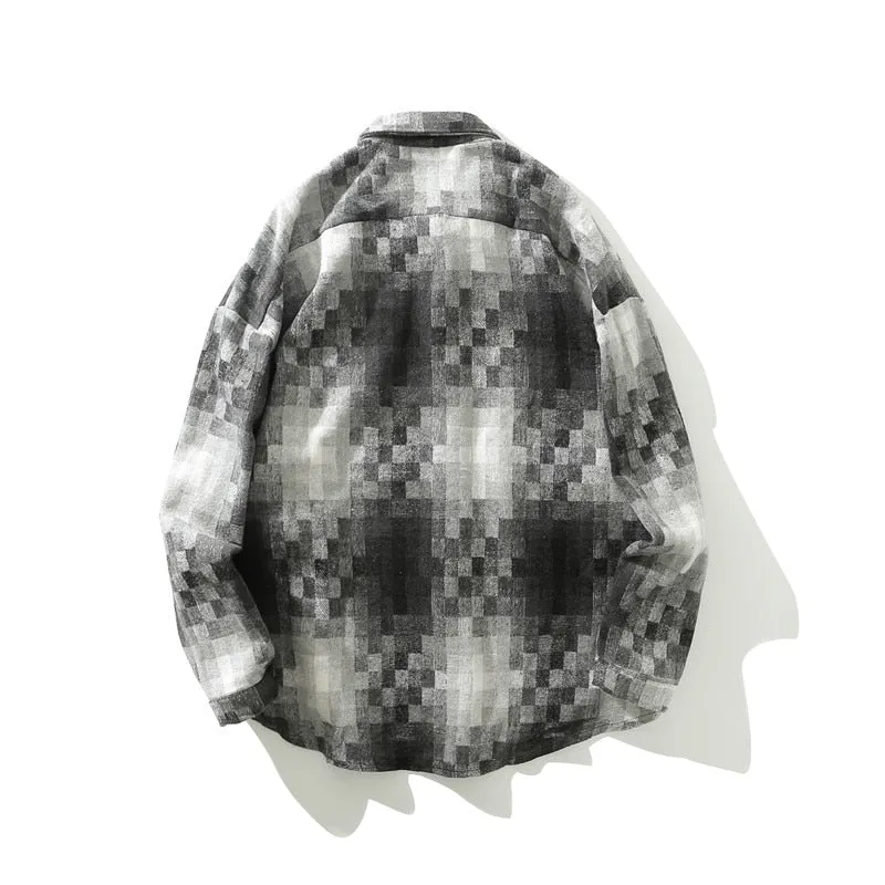 PLAID OVERSHIRT IN GREYSCALE FLANNEL - GREY