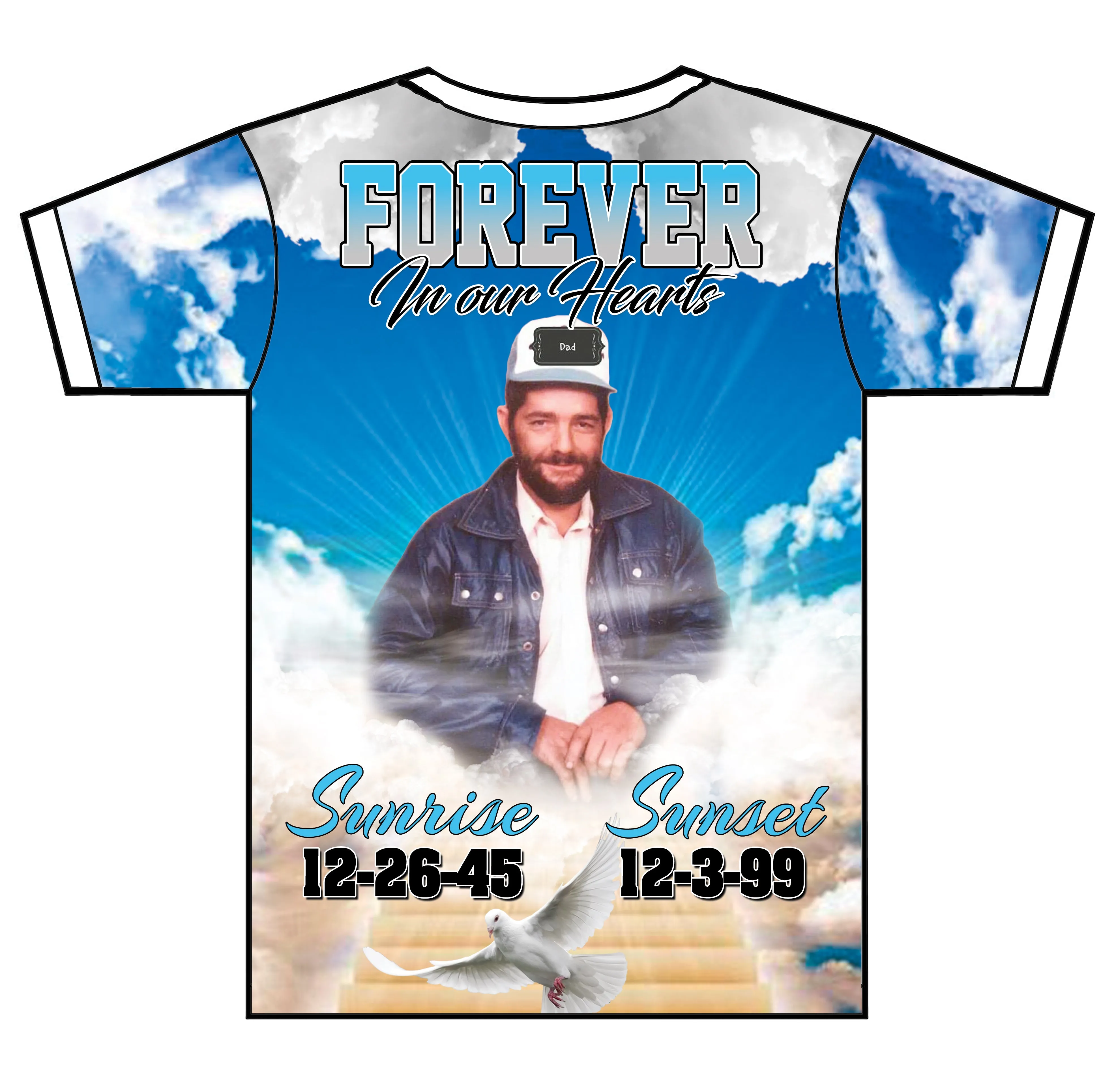 "Blue Skies" Custom Designed Memorial 3D shirt