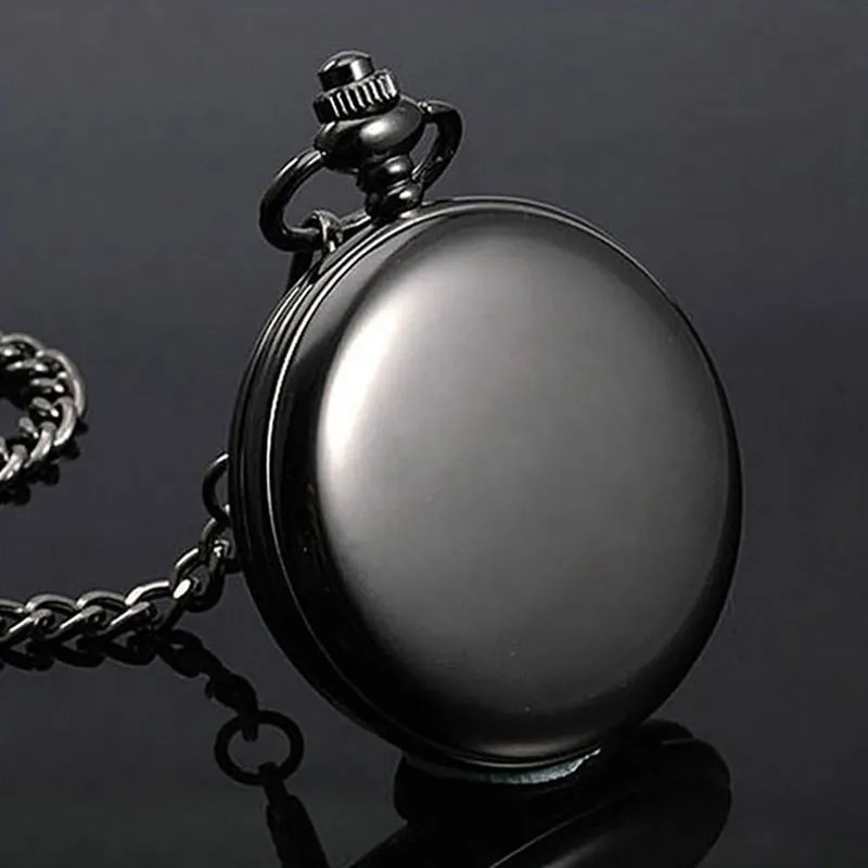 "To My Son Love Dad" Retro Black Engraved Greeting Quartz Pocket Watch