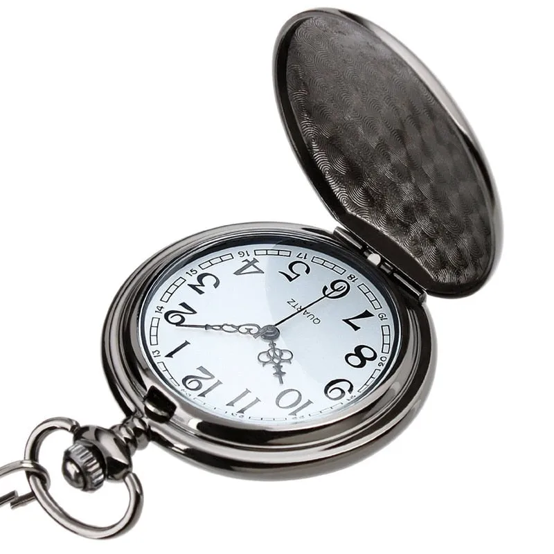 "To My Son Love Dad" Retro Black Engraved Greeting Quartz Pocket Watch