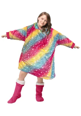 Rainbow Printed Flannel Hoodie Blanket