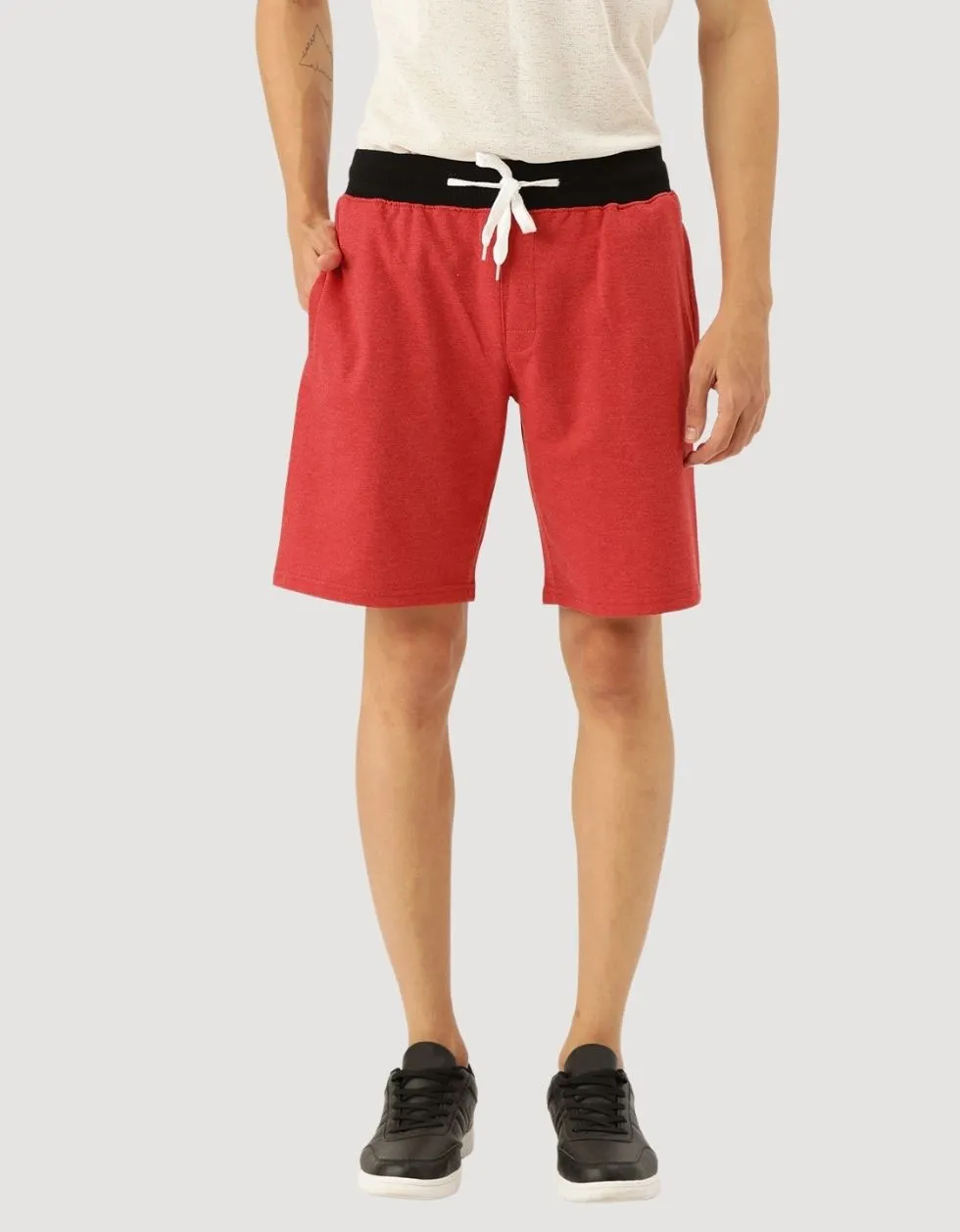 Red Regular Fit Solid Shorts