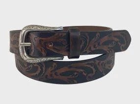 Roper Womens Belt 1.3/16'' Buffalo Leather Embossed Brown