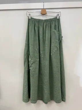 Santa Fe Linen Skirt in Dusty Pine