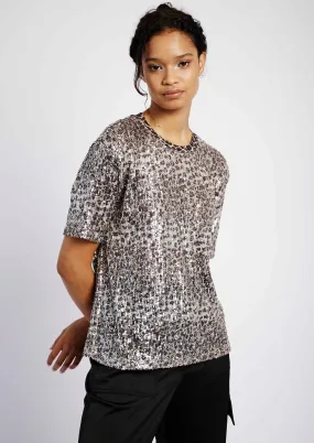 Sequin Tee in Animal in Animal