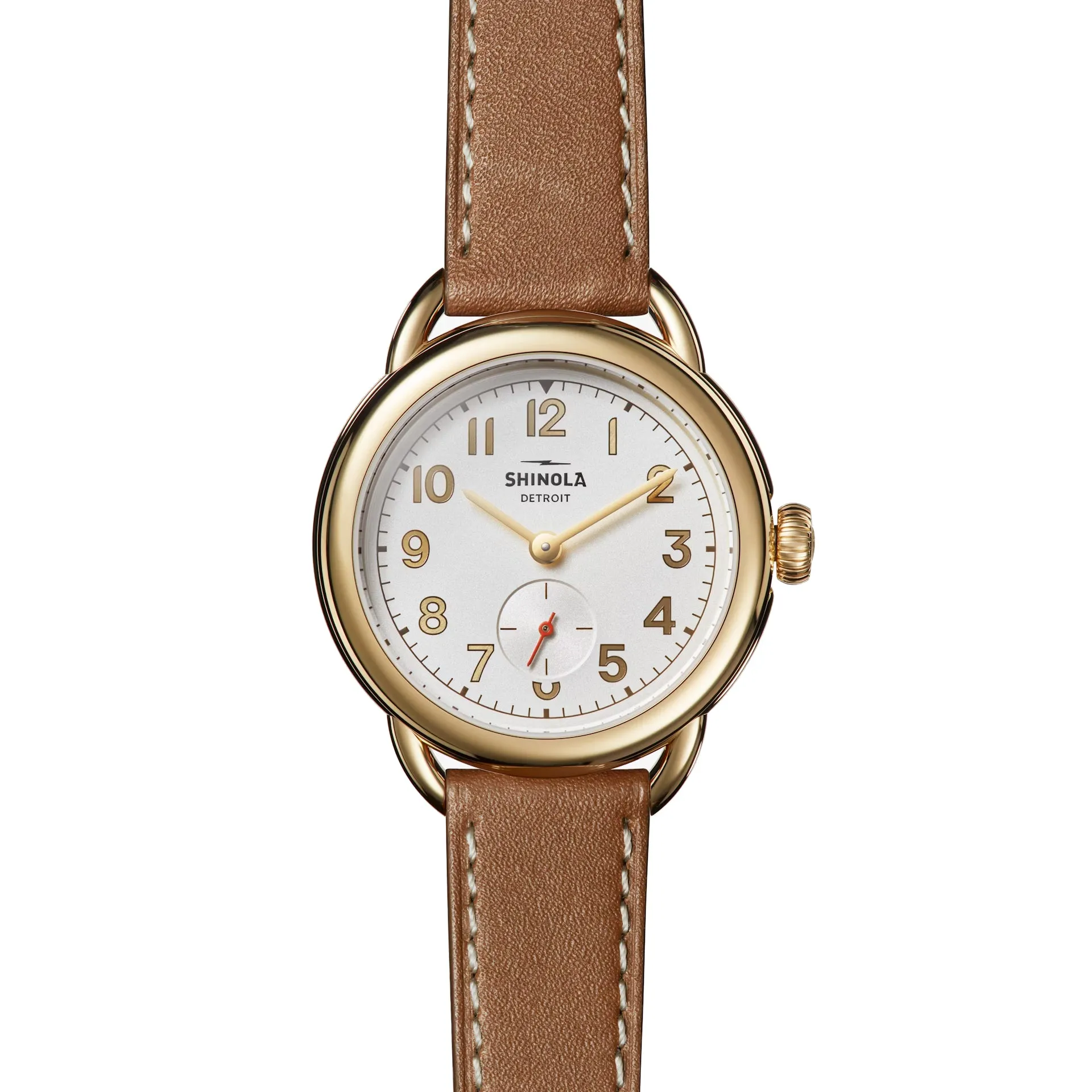 Shinola Runabout Silver & Gold 36mm Bourbon Strap Watch 20266188