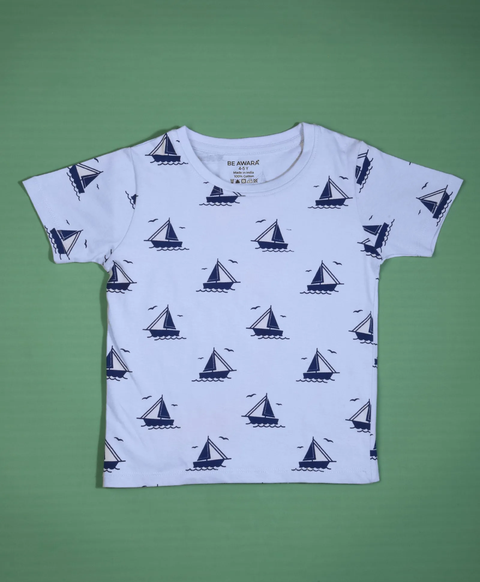 Ship Pattern Half Sleeves T-Shirt & Shorts Set