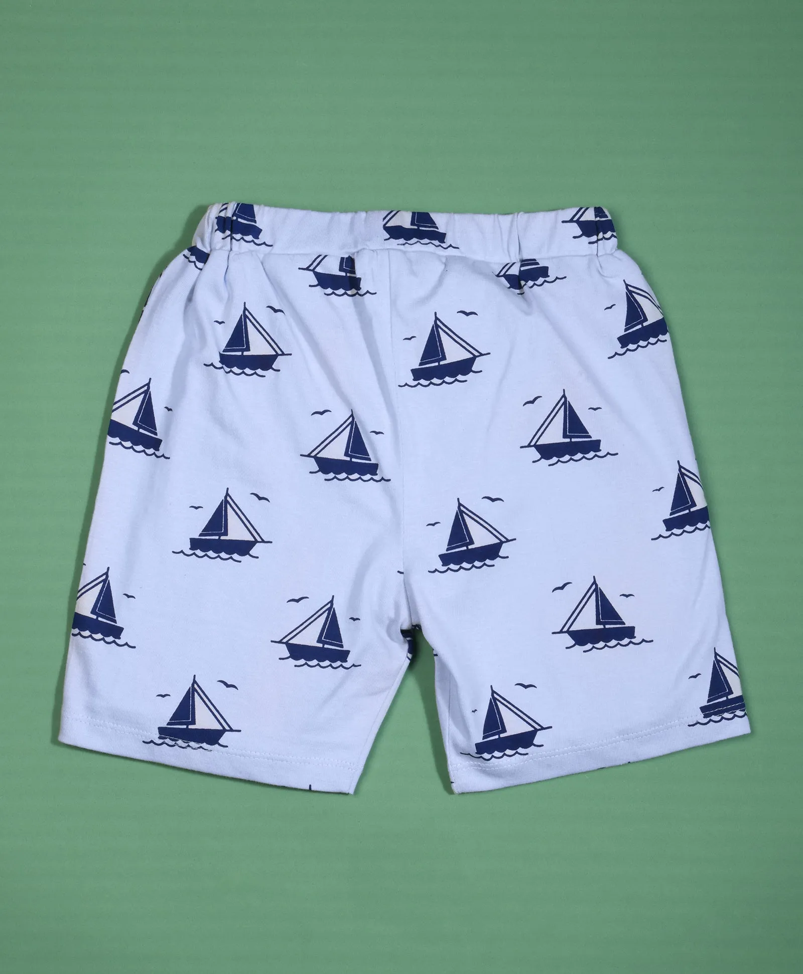 Ship Pattern Half Sleeves T-Shirt & Shorts Set