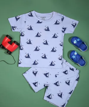 Ship Pattern Half Sleeves T-Shirt & Shorts Set