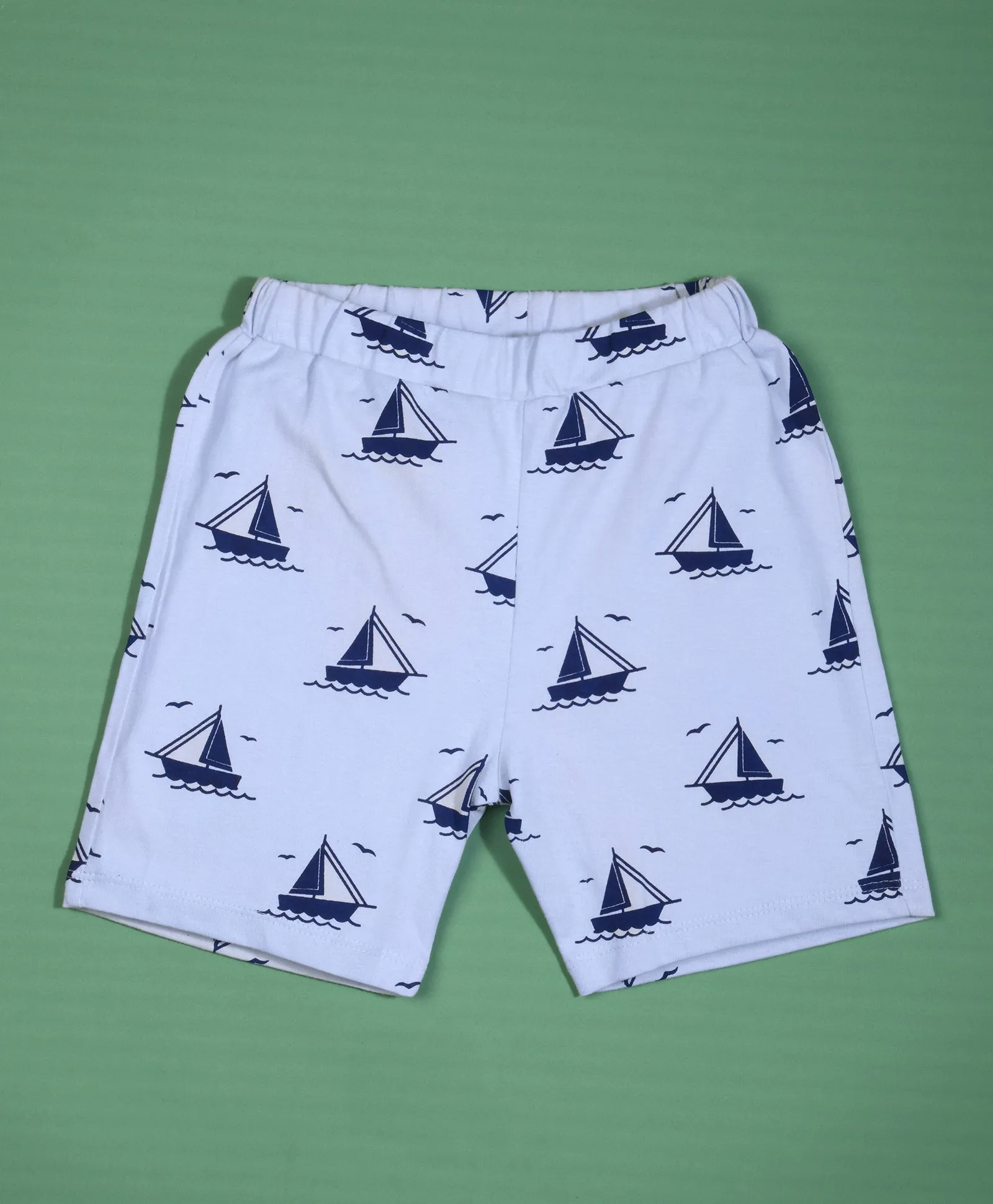 Ship Pattern Half Sleeves T-Shirt & Shorts Set