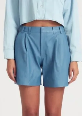 SPRWMN Deep Pleat Trouser Shorts Chambray Blue