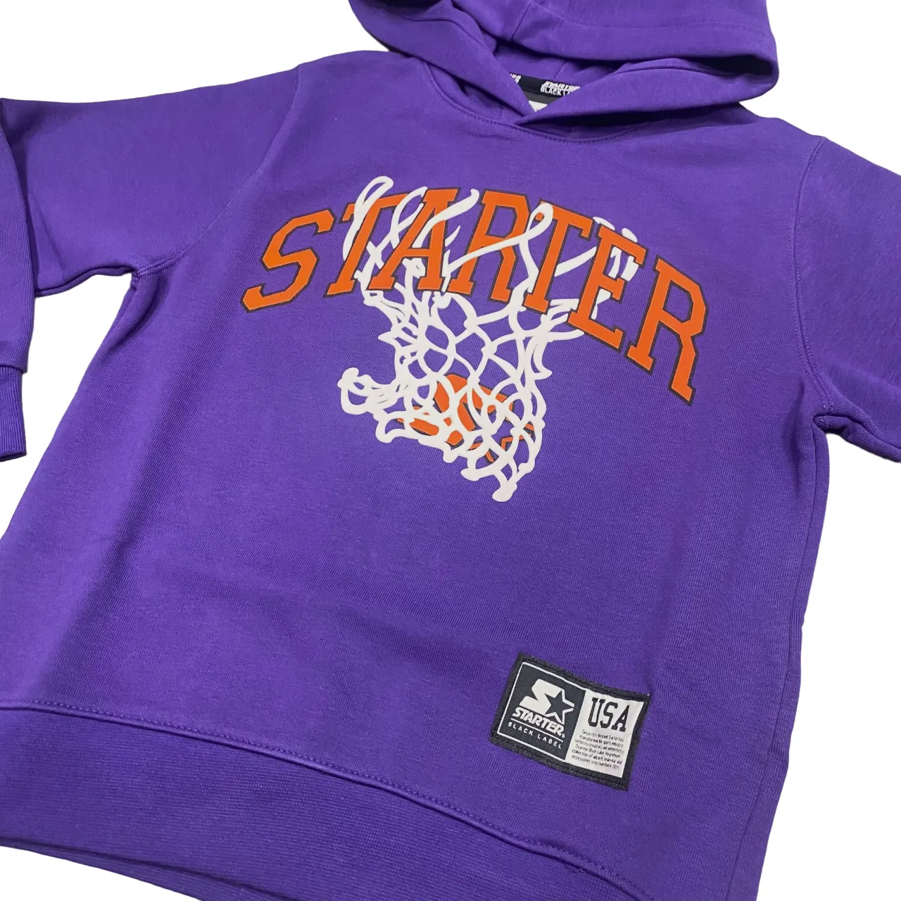 Starter hooded sweatshirt for boys with purple Basket forward print