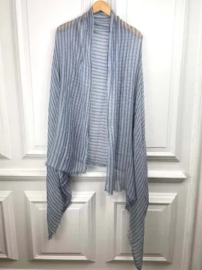 Stripe Raw Edge Scarf - Denim