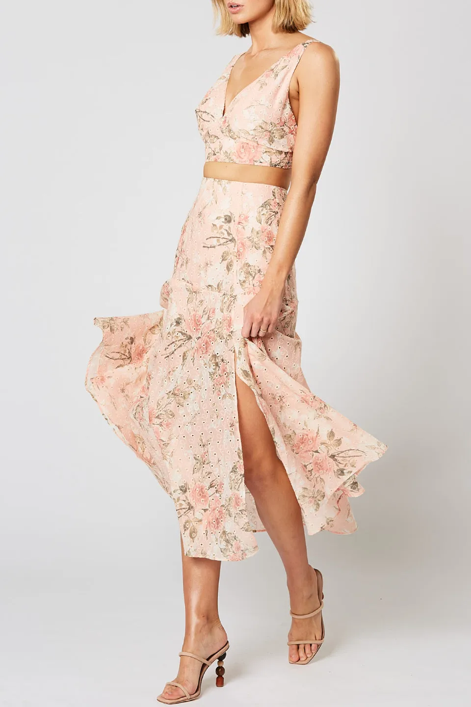 Trove Pink Floral Midi Skirt