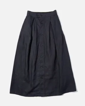 Tuck Skirt - Navy Linen Twill