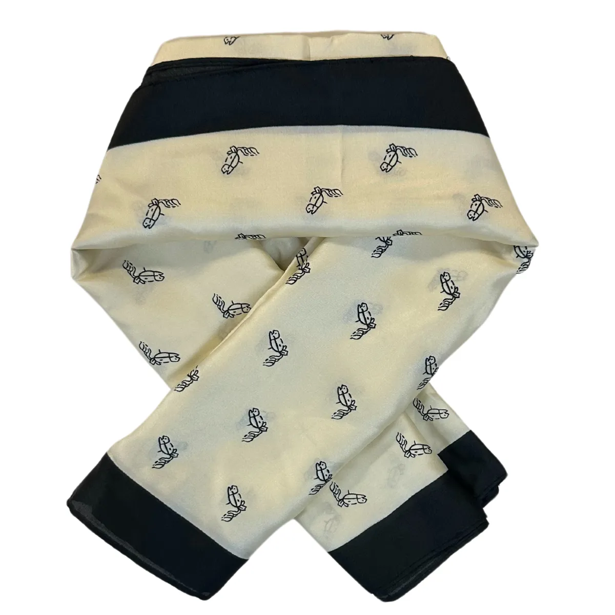 Vintage Horse Square Scarf in Cream/Horse Silhouette