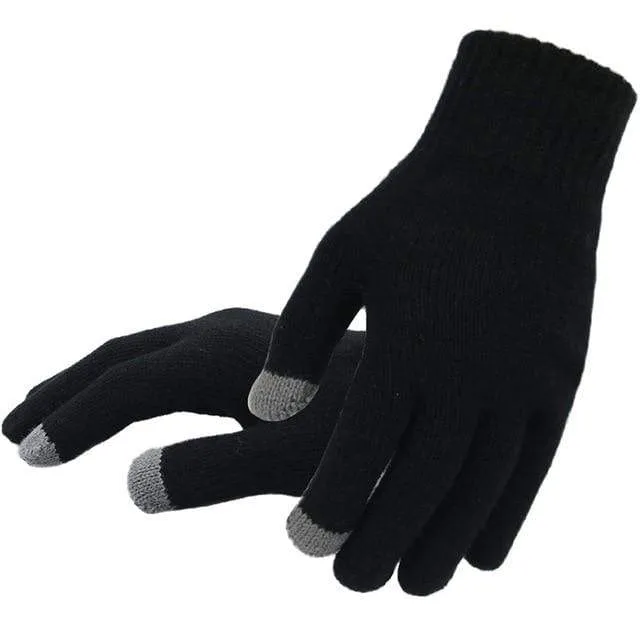 Winter Autumn Men Knitted Gloves Touch Screen High Quality Male Thicken Warm Wool Cashmere Solid Gloves Men Mitten Business