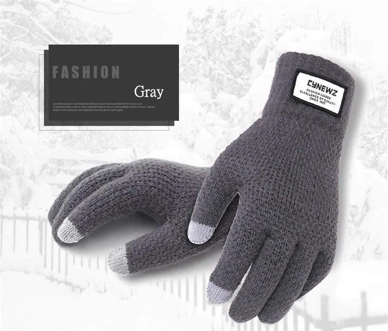 Winter Autumn Men Knitted Gloves Touch Screen High Quality Male Thicken Warm Wool Cashmere Solid Gloves Men Mitten Business