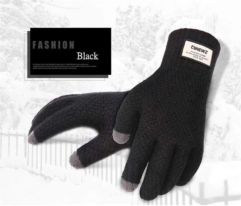 Winter Autumn Men Knitted Gloves Touch Screen High Quality Male Thicken Warm Wool Cashmere Solid Gloves Men Mitten Business