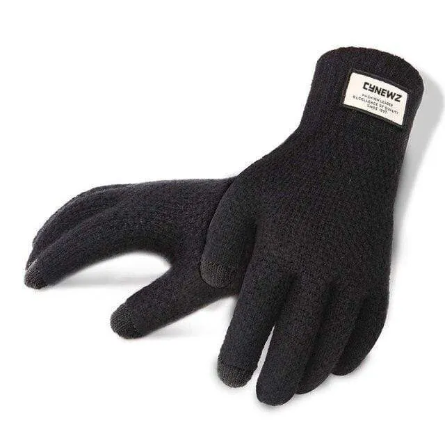 Winter Autumn Men Knitted Gloves Touch Screen High Quality Male Thicken Warm Wool Cashmere Solid Gloves Men Mitten Business