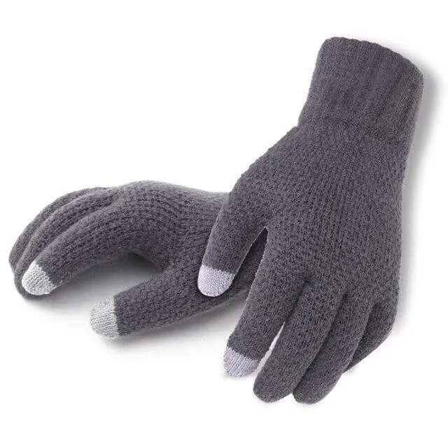 Winter Autumn Men Knitted Gloves Touch Screen High Quality Male Thicken Warm Wool Cashmere Solid Gloves Men Mitten Business