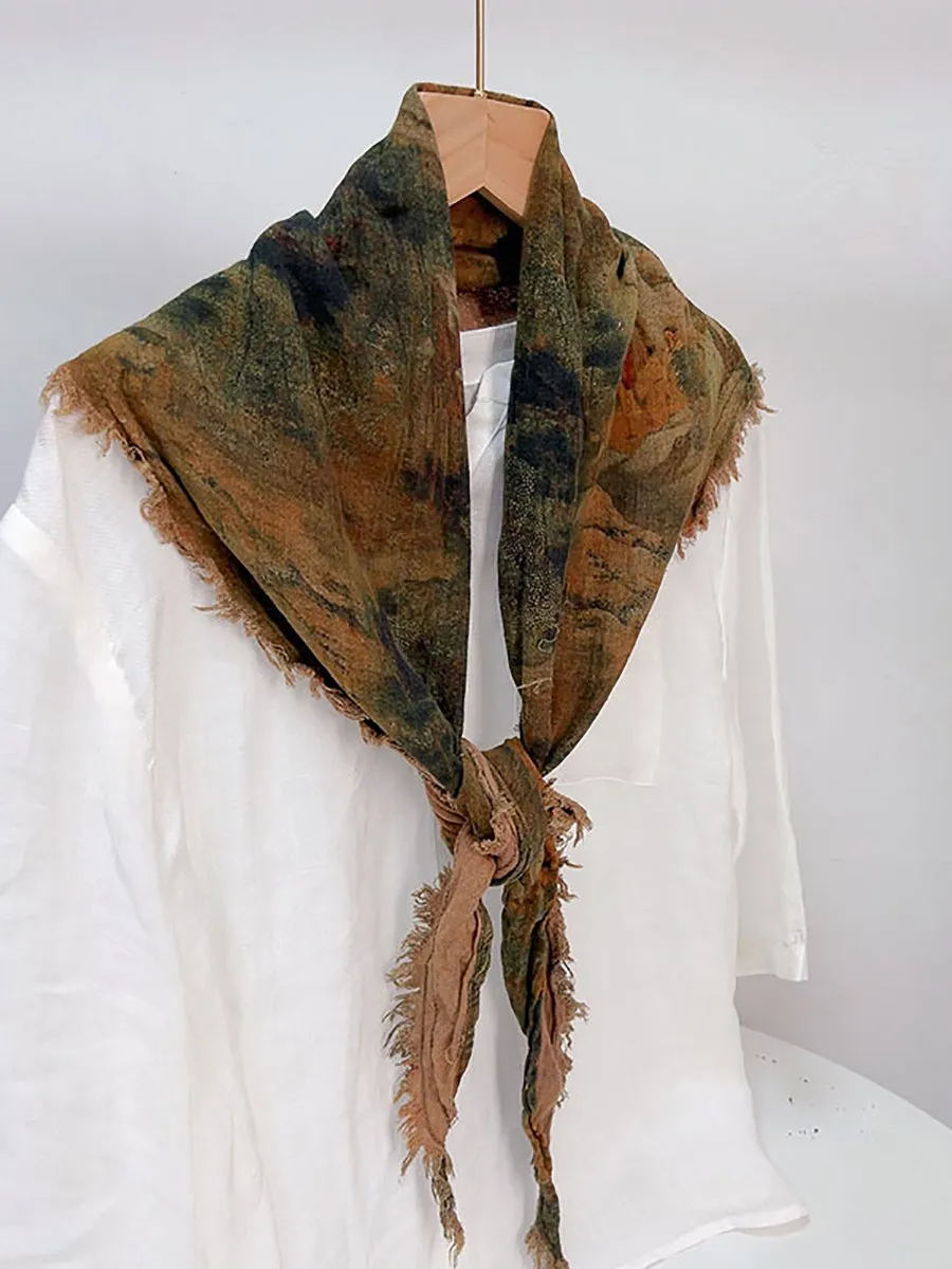 Women Ethnic Flower Tie-dye Autumn Scarf