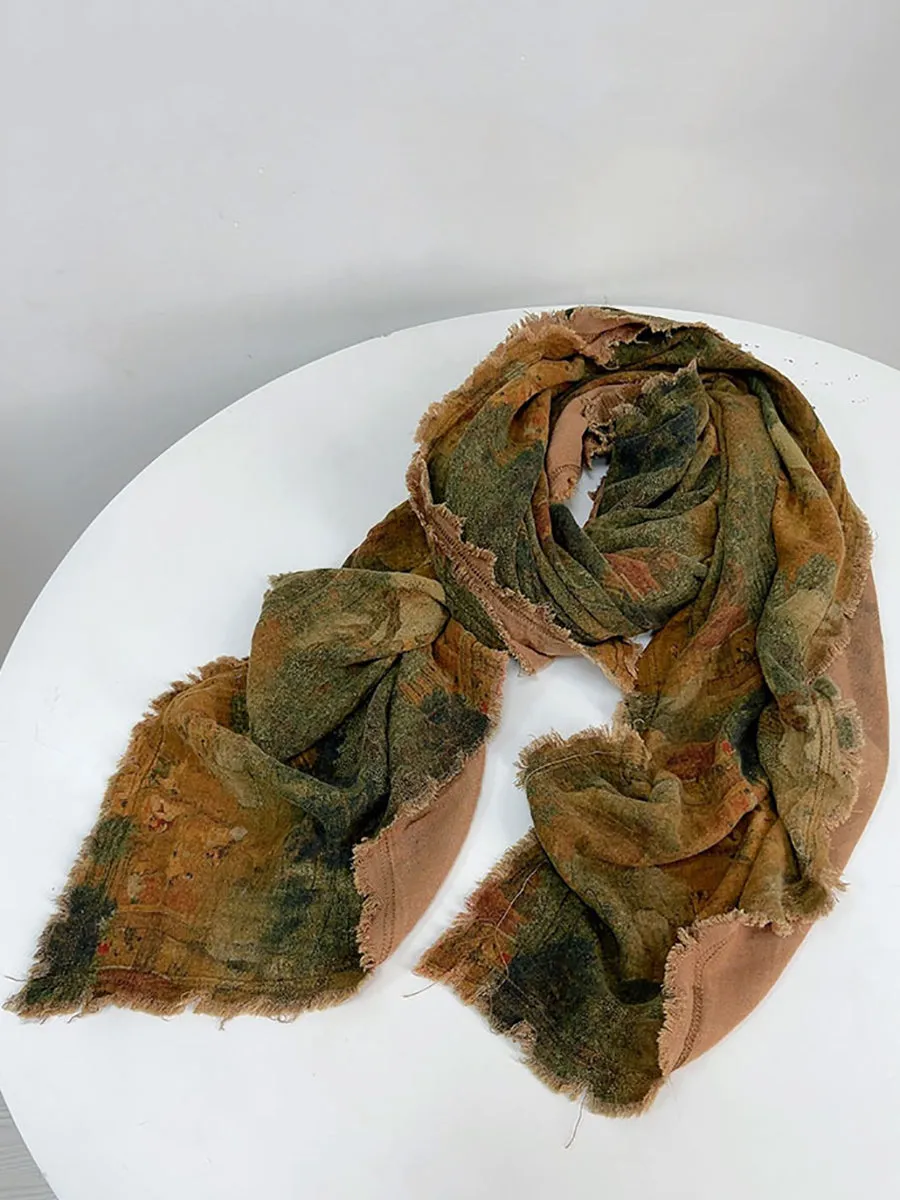 Women Ethnic Flower Tie-dye Autumn Scarf