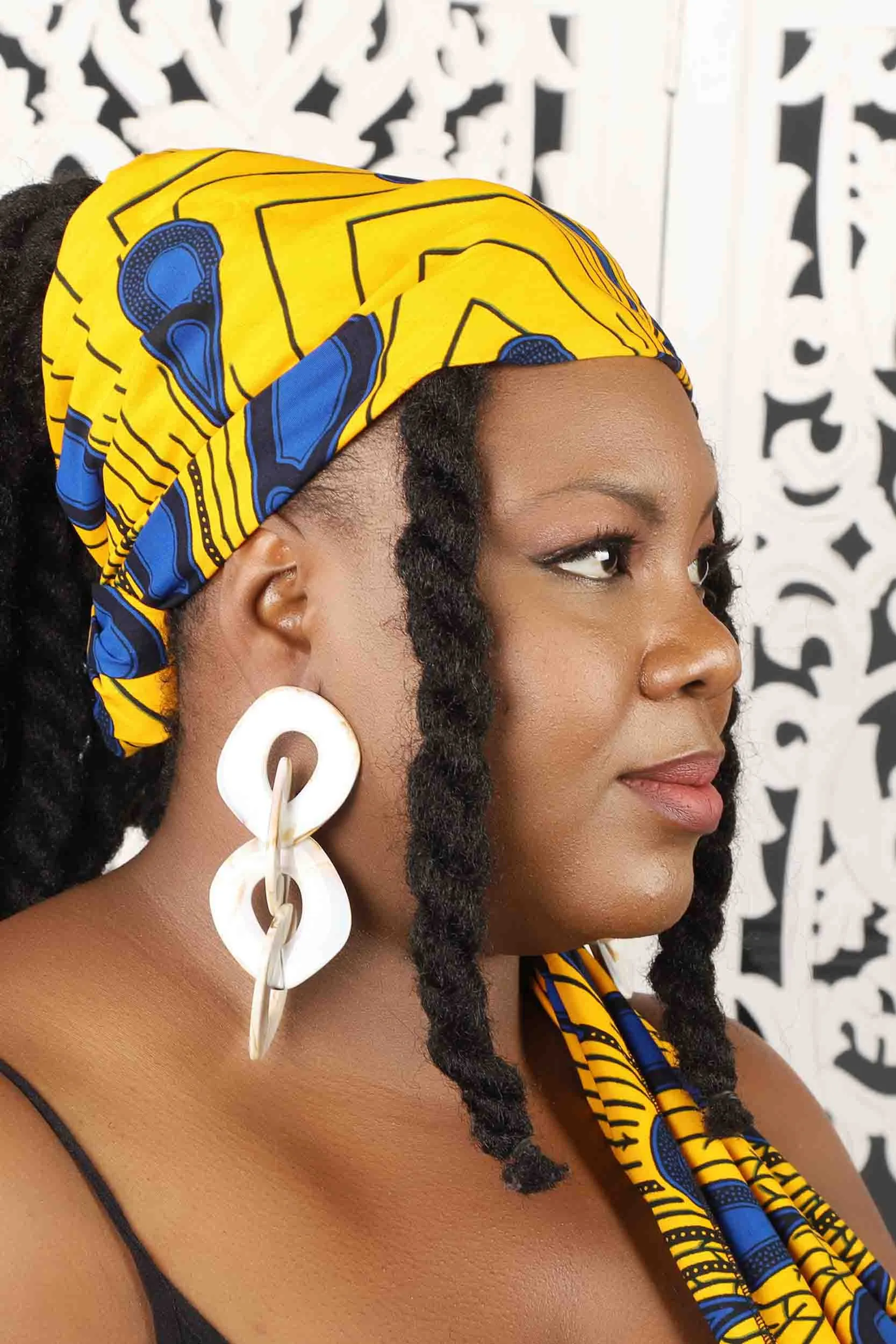 Yellow Bulb African Print Head wrap